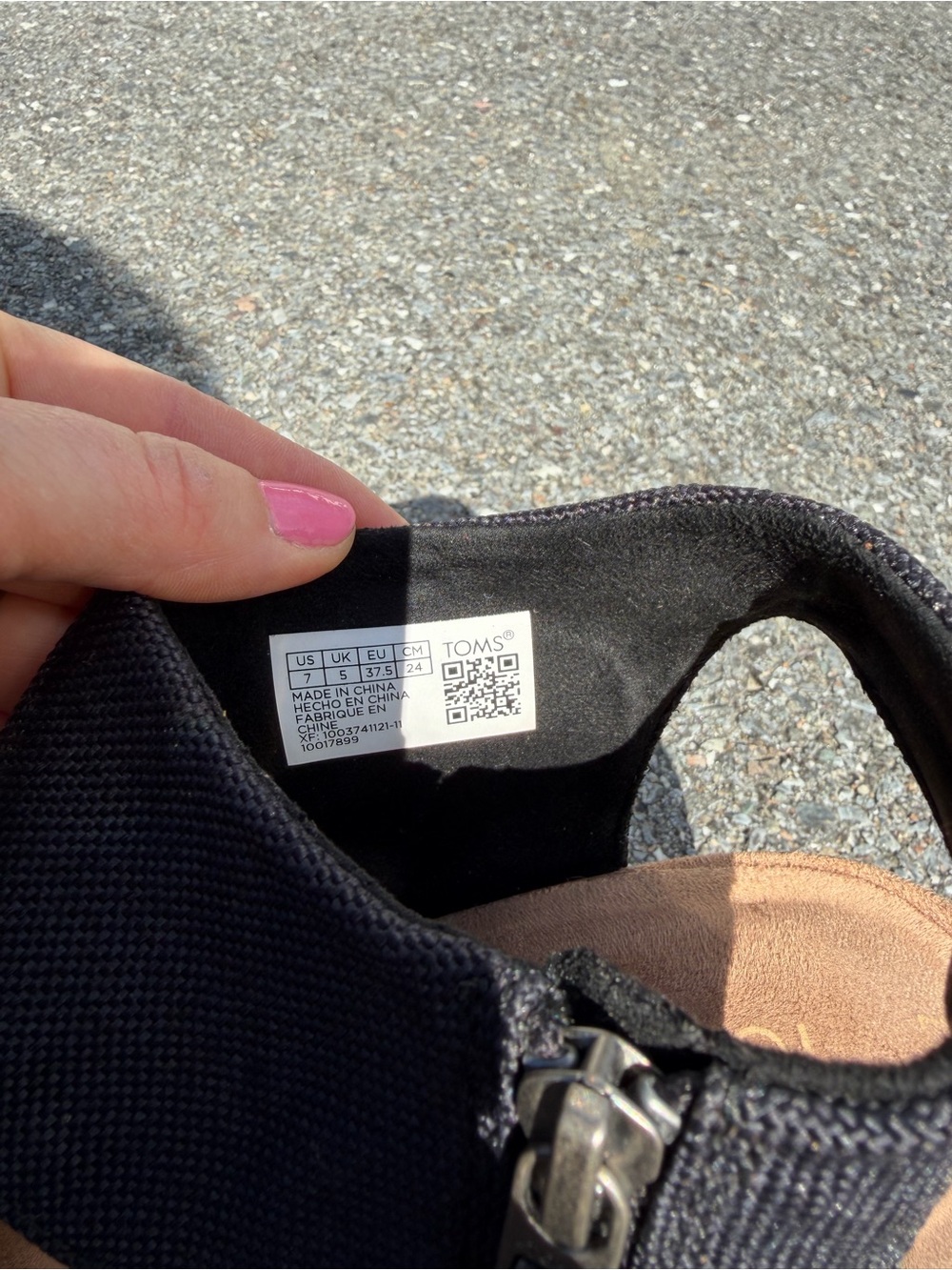 Toms Black Striped Open-Toe Block Heel Sandals - Picture 2 of 5